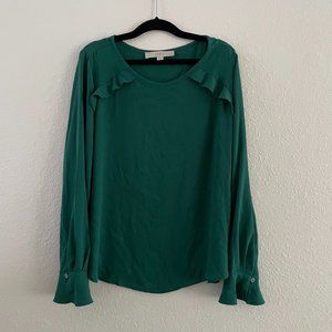 Loft Green Long Sleeve Blouse, Size Medium Petite (MP)